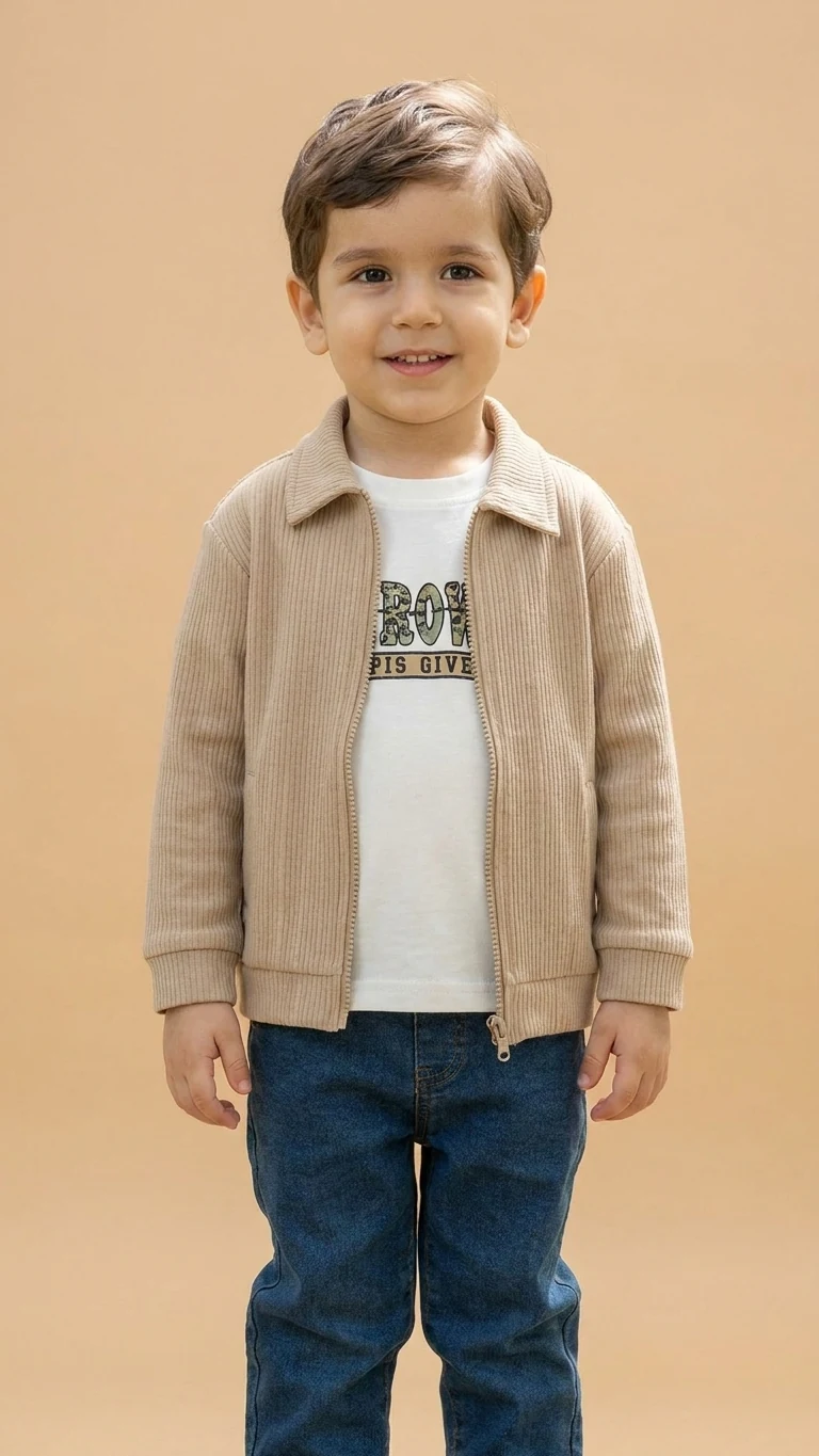 Ensemble 3 pièces garçon — vêtement enfant NA Kids, coloris Beige, Vert, Crème