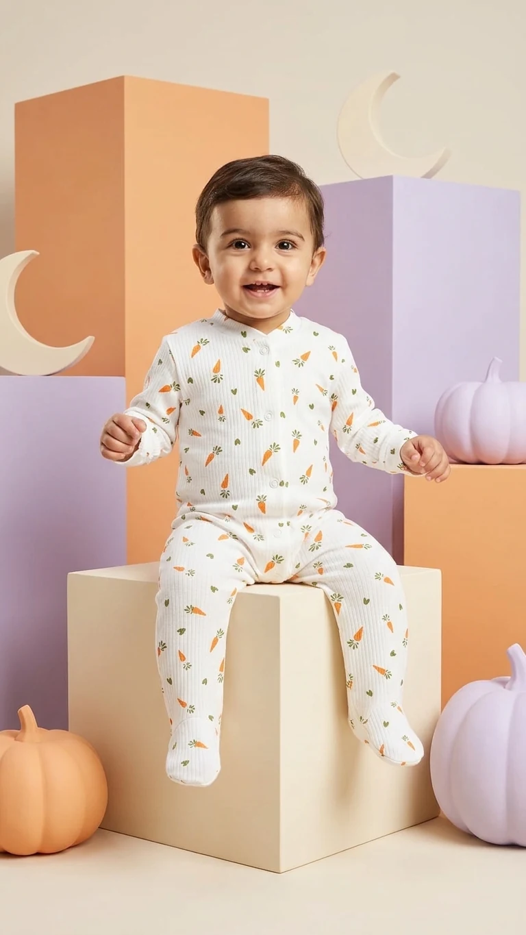Pyjama bébé côtelé carottes — vue 2