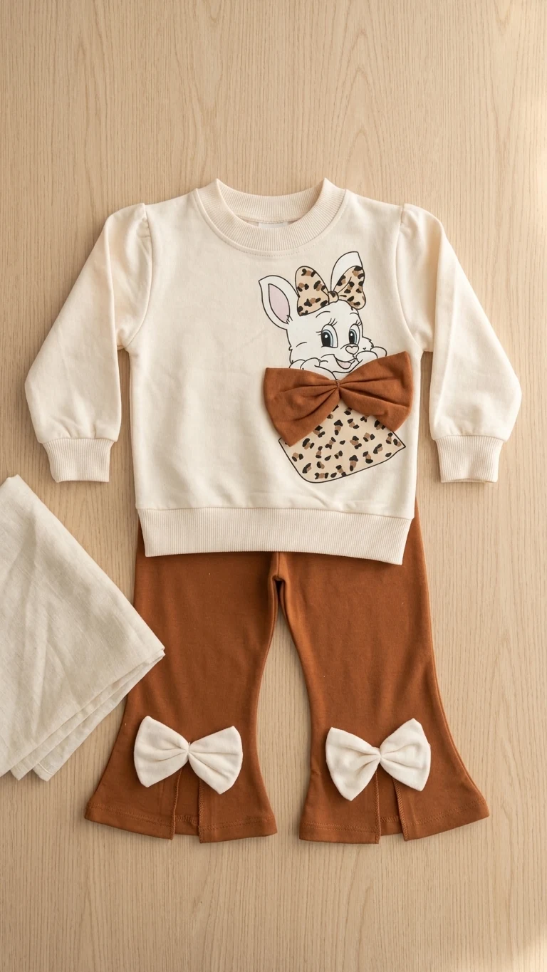 Ensemble lapin crème et pantalon rouille — vue 2