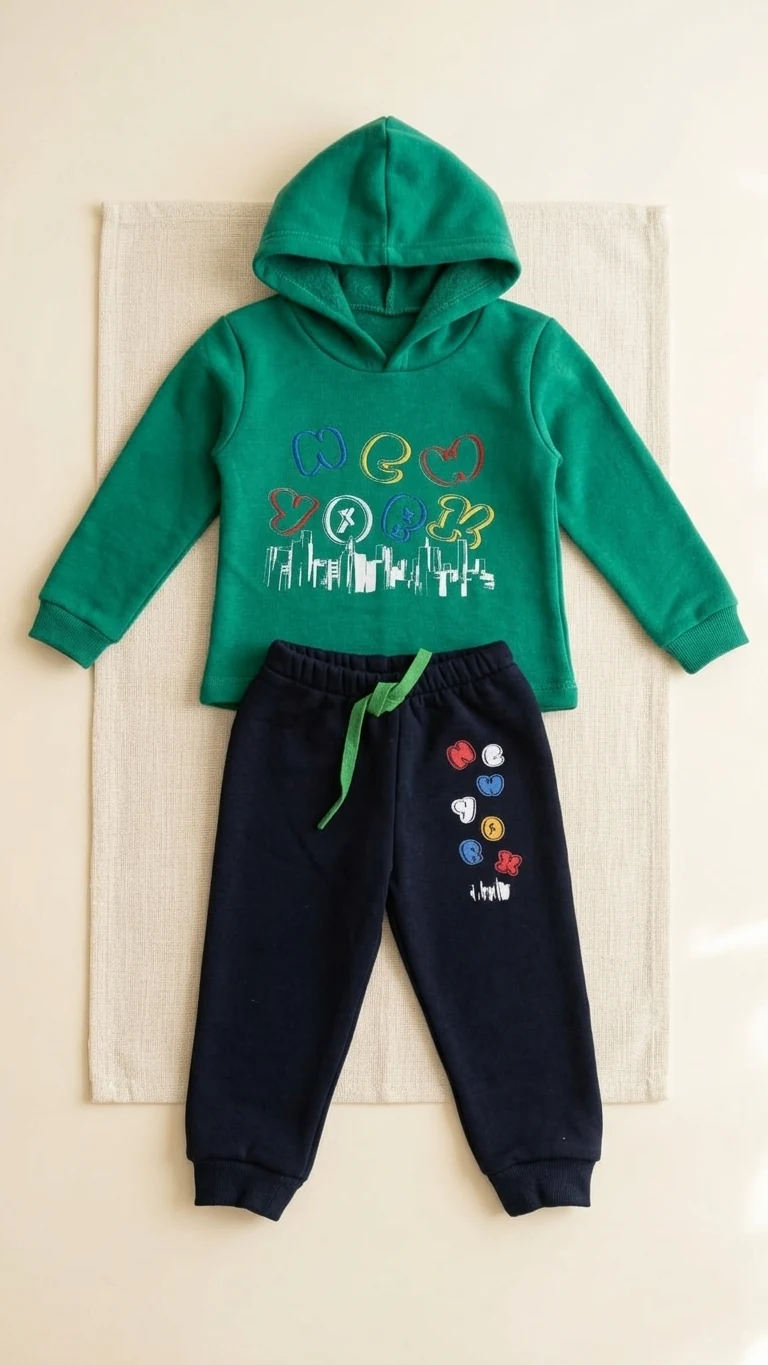 Ensemble capuche vert New York — vue 2