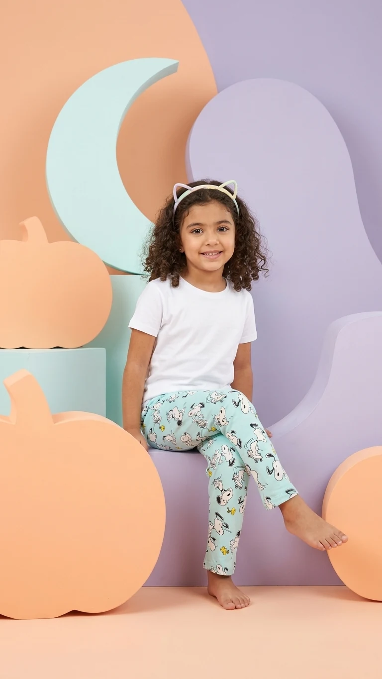 Pantalon menthe imprimé Snoopy — vêtement enfant NA Kids, menthe