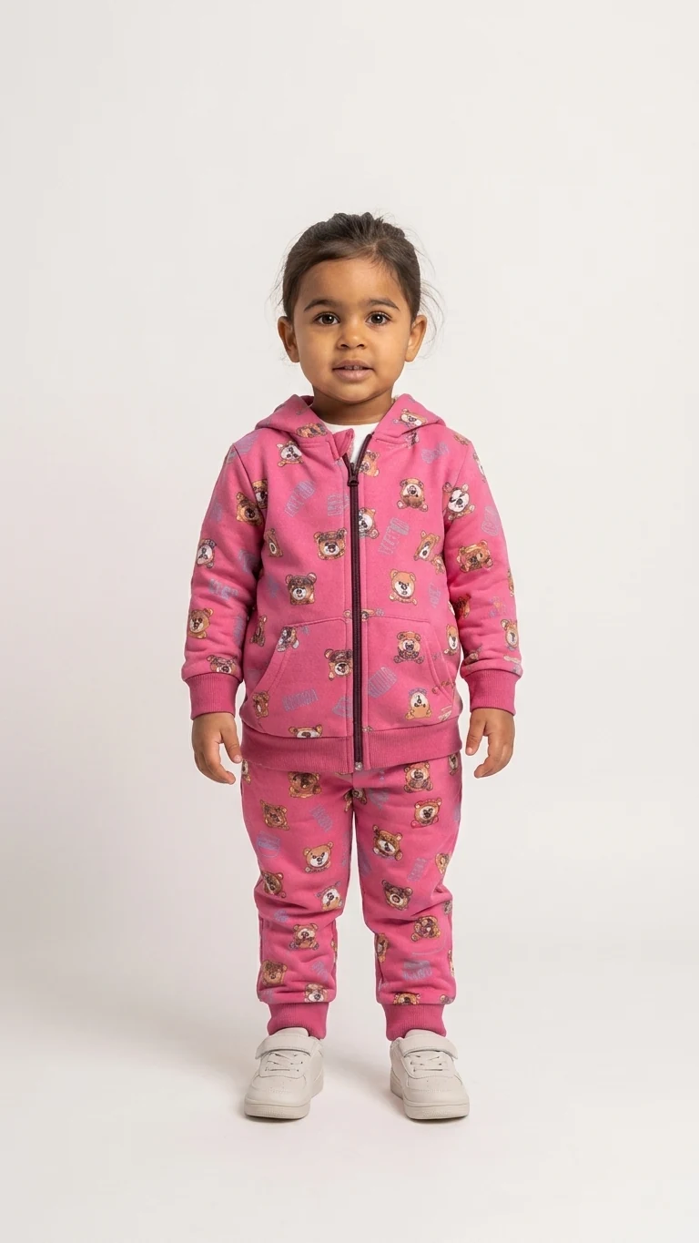 Ensemble zippé à capuche oursons — vêtement enfant NA Kids, rouge