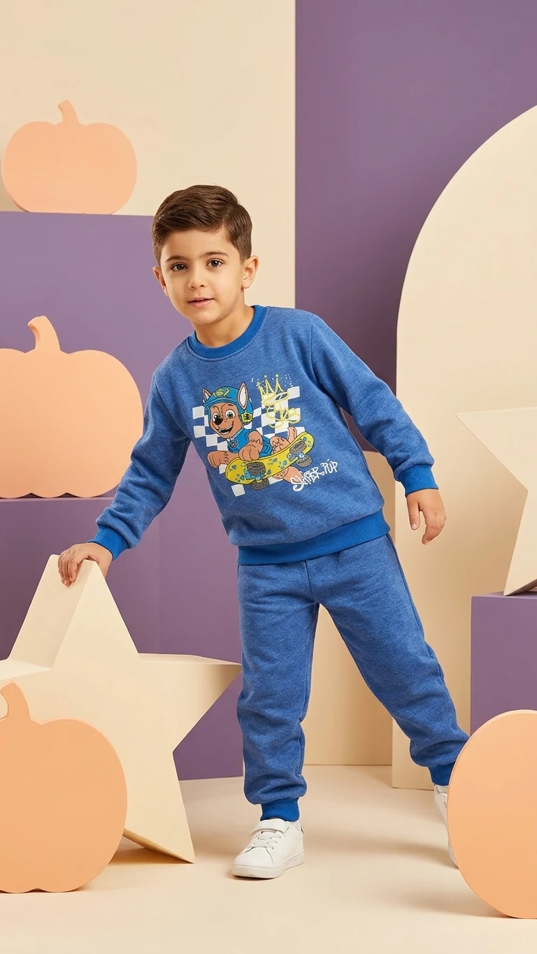 Ensemble chien skateur — vêtement enfant NA Kids, coloris Bleu, Rouge