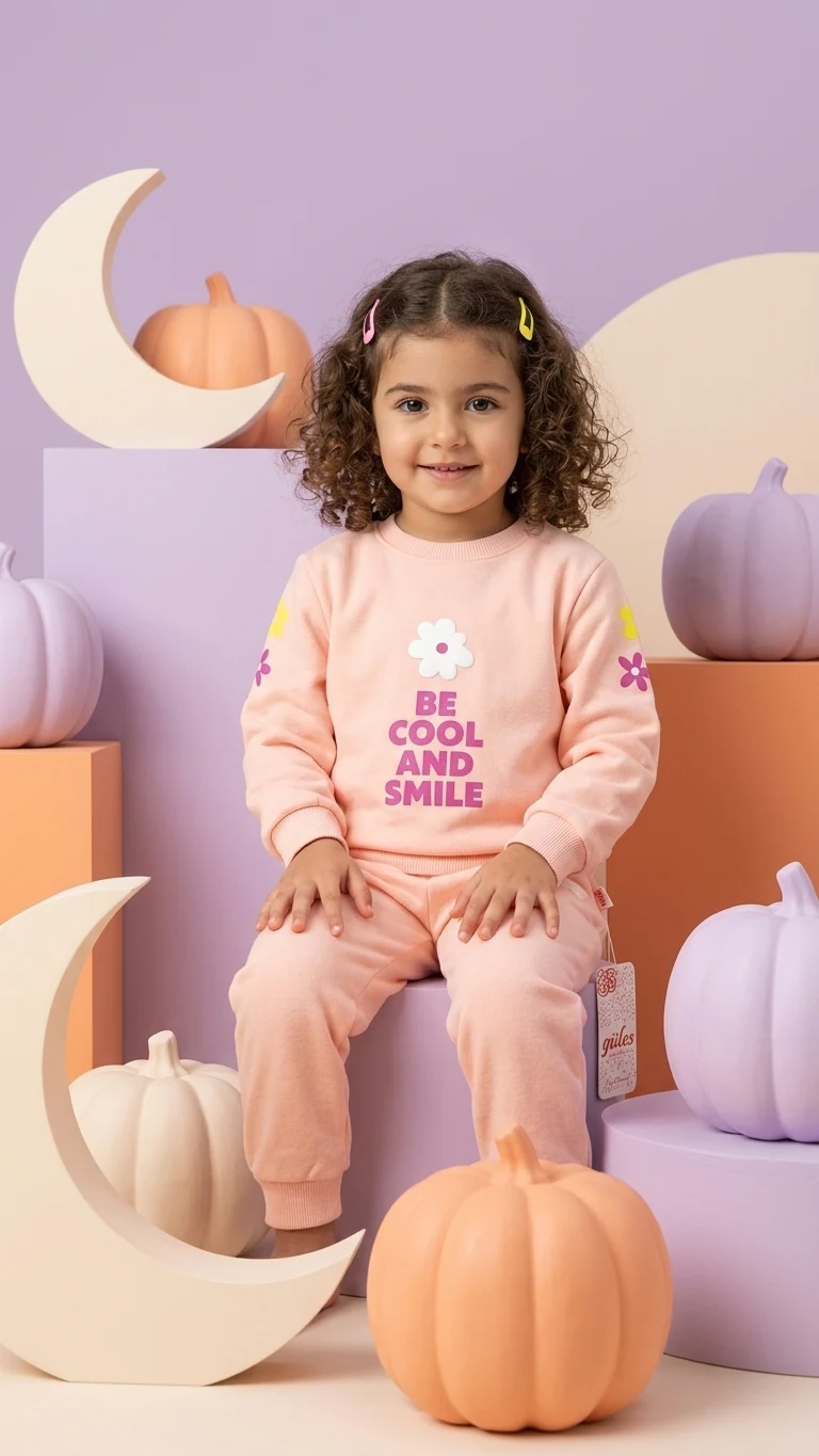 Ensemble molleton rose « Be Cool and Smile » — vue 2