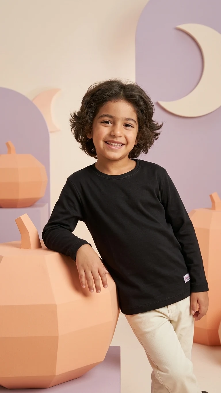 T-shirt manches longues basique — vêtement enfant NA Kids, noir
