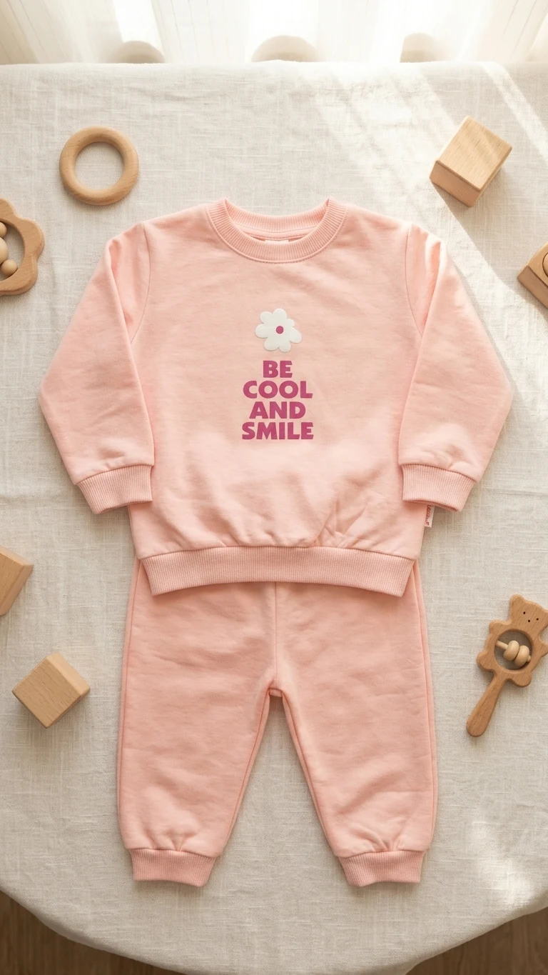 Ensemble molleton rose « Be Cool and Smile » — vue 3