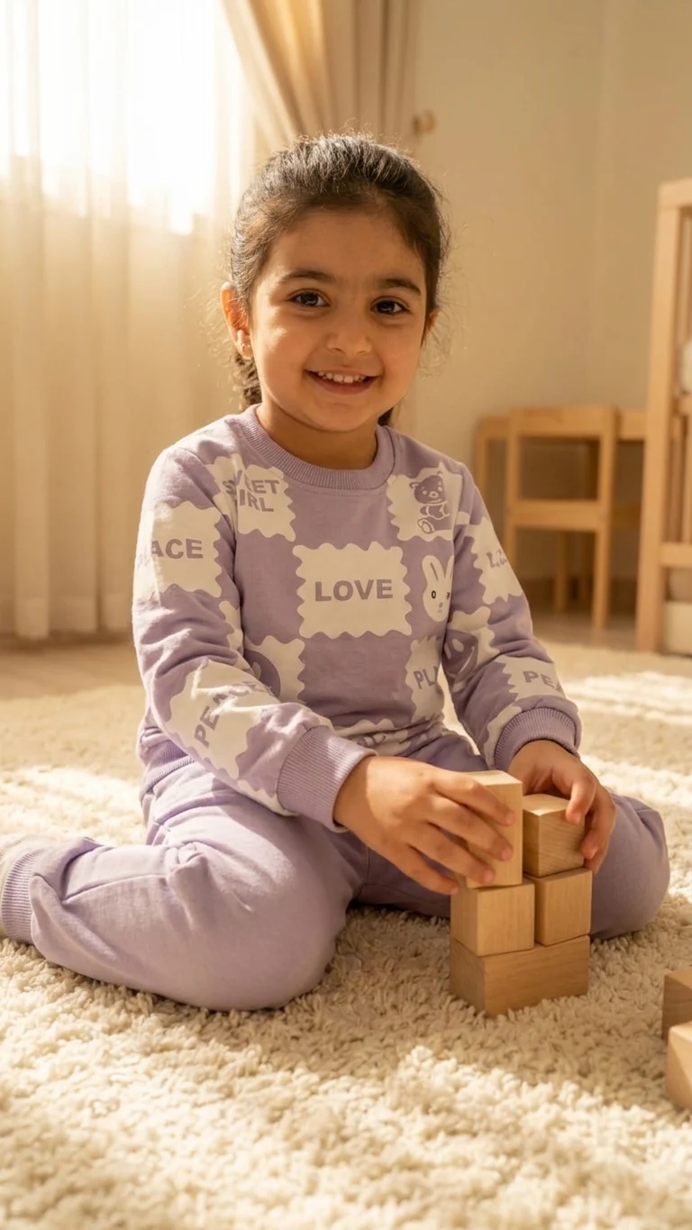 Ensemble molleton lilas Sweet Girl — vêtement enfant NA Kids, coloris Lilas