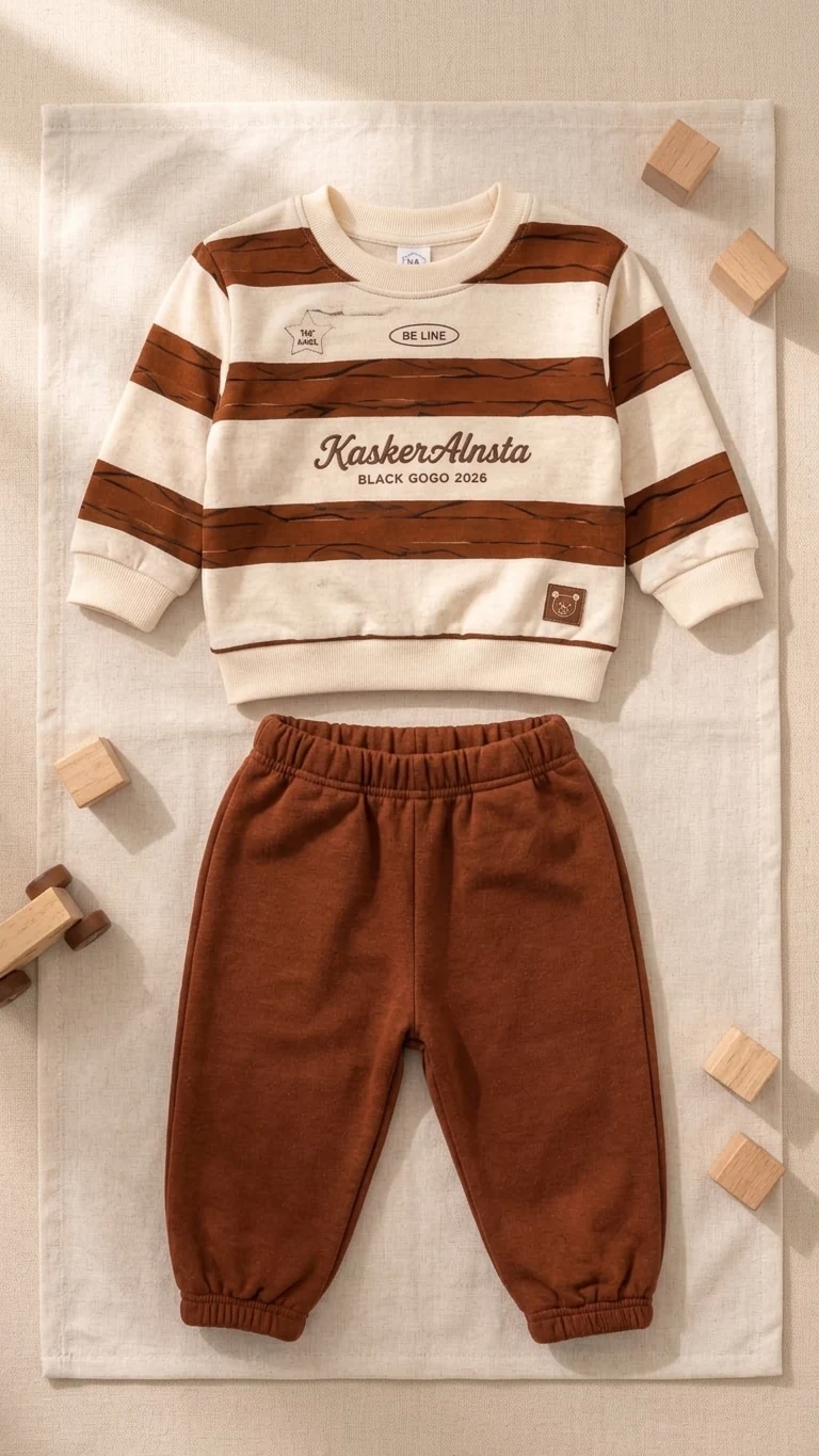 Ensemble molleton rayé marron — vue 2