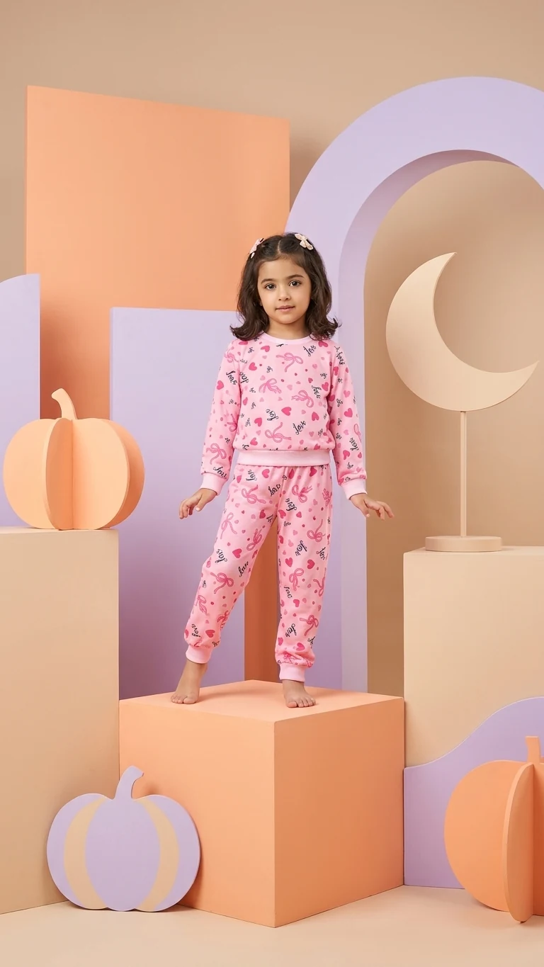 Pyjama fille rose Love — vue 2